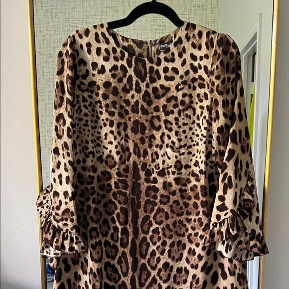 Dolce & Gabbana Leopard Print Long Sleeve Dress